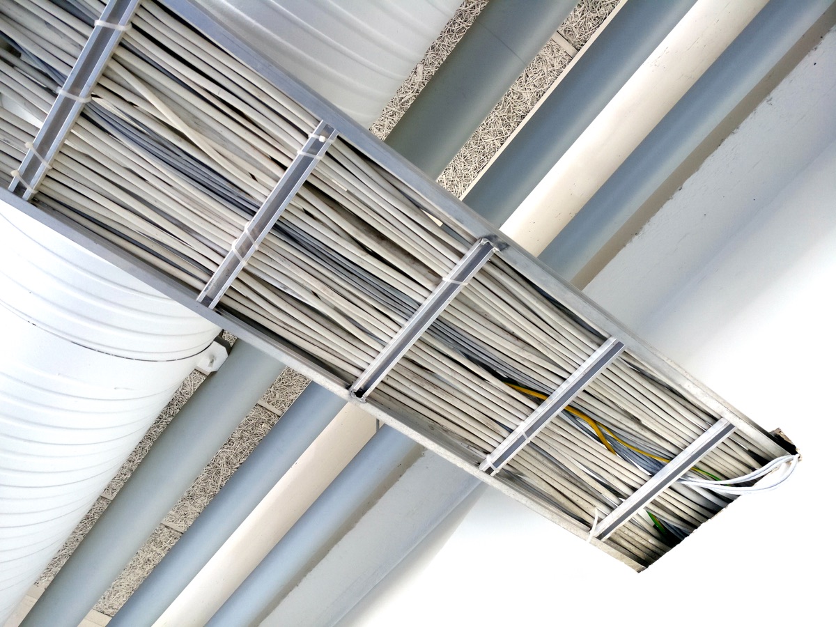 Generic industrial cable tray with electrical cables — industry example photo